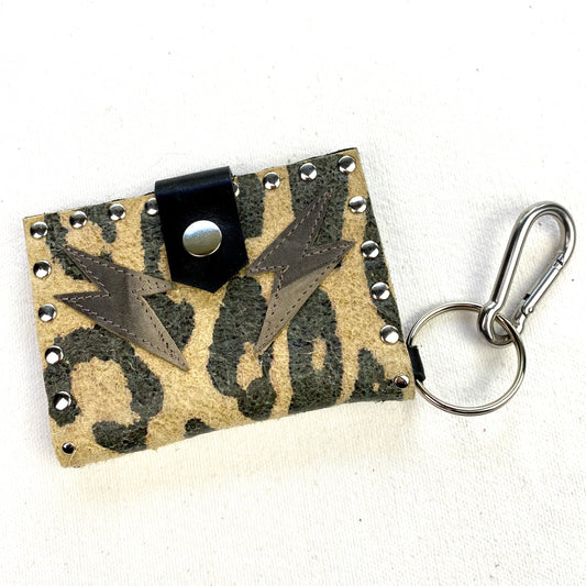 Leopard Wallet with Brown Bolts