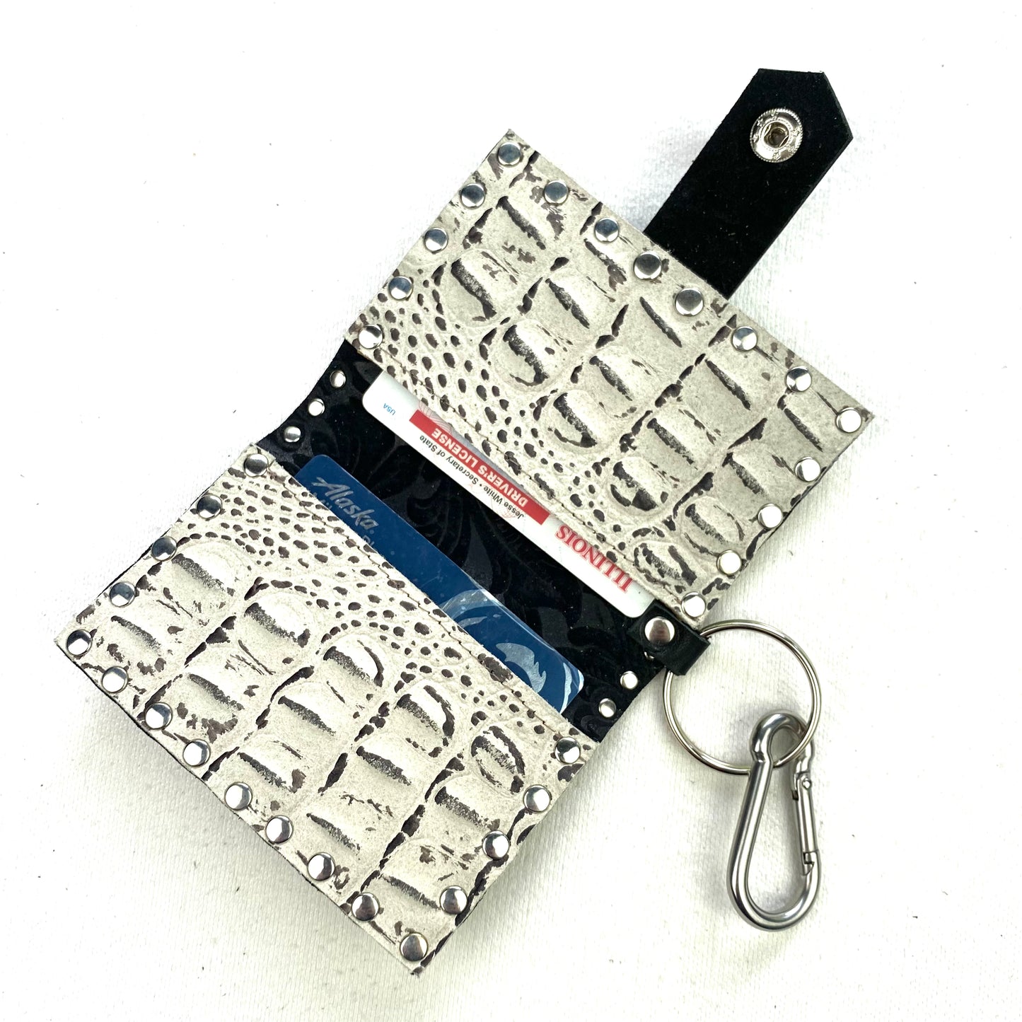 Leopard Wallet with White Croc Bolts