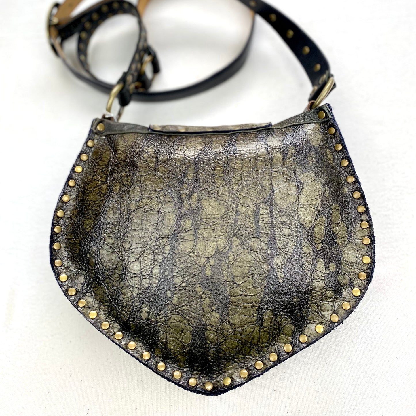 Vintage Olive Crossbody with Camouflage Windows