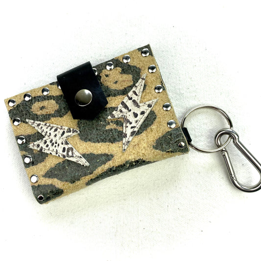 Leopard Wallet with White Croc Bolts
