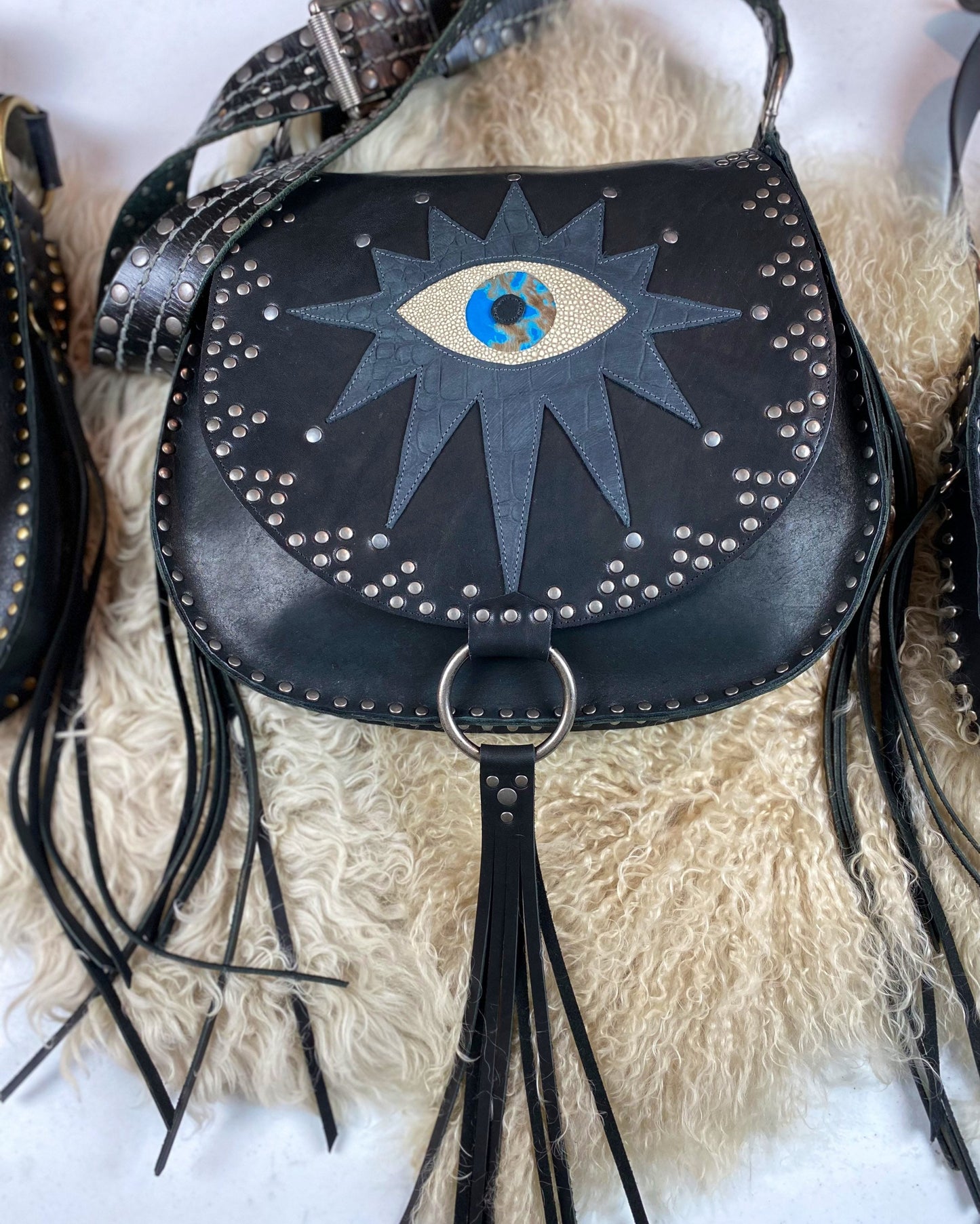 Oversized Black Evil Eye Bag