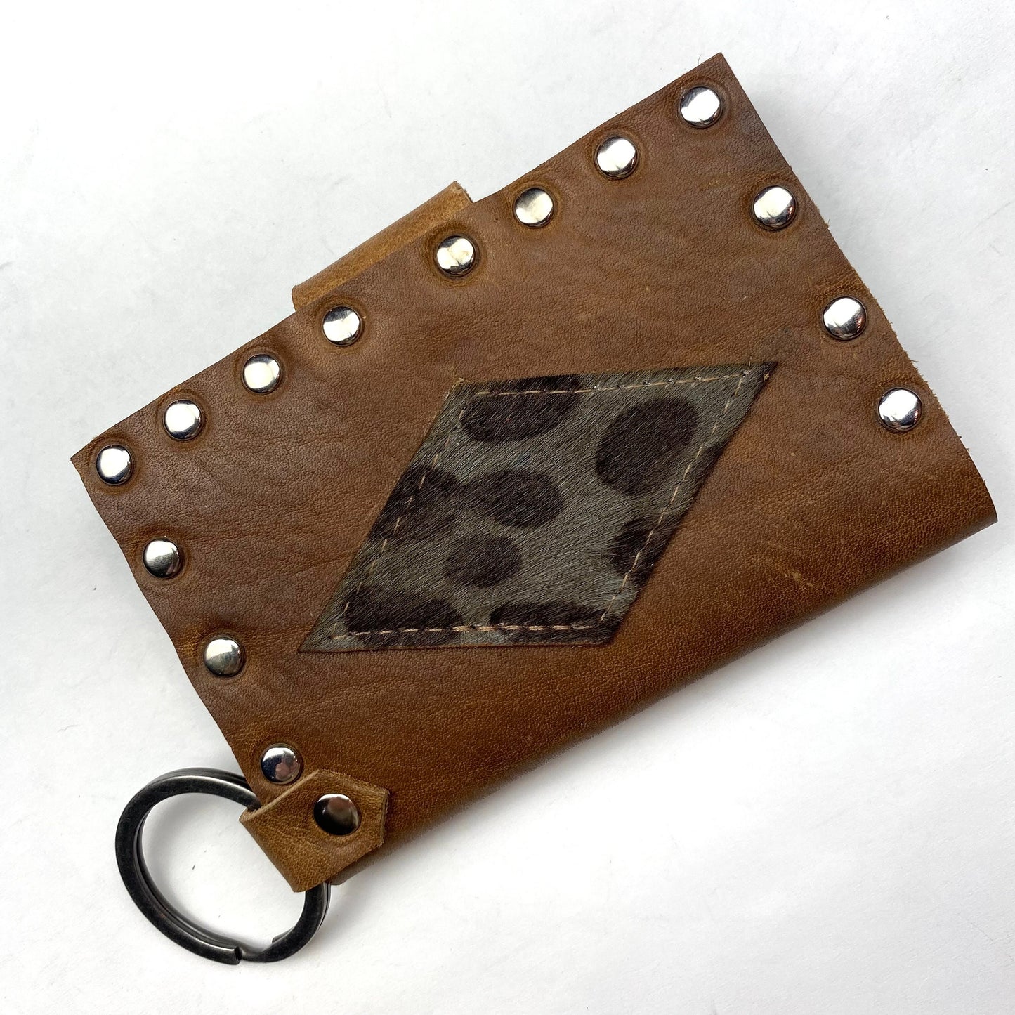 Single Fold Wallet with Leopard Calfhair