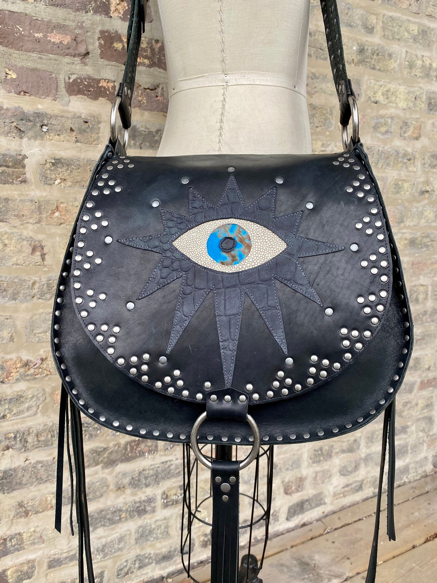 Oversized Black Evil Eye Bag