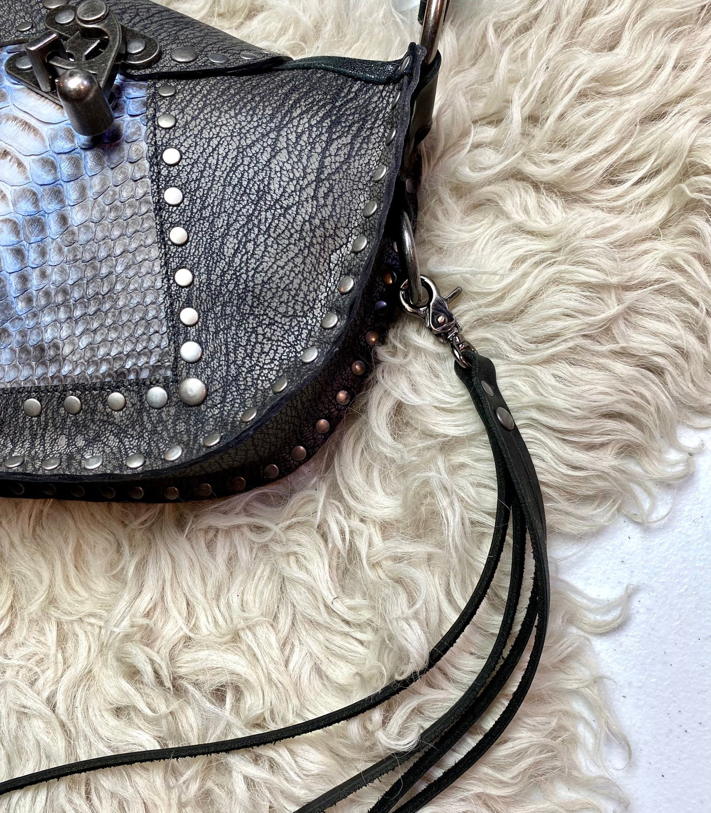 SALE 25% OFF Grey with Blue Snakeskin Crossbody Bag